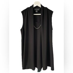 Frank Lyman Design Black Draped Sleeveless Blouse Size 10